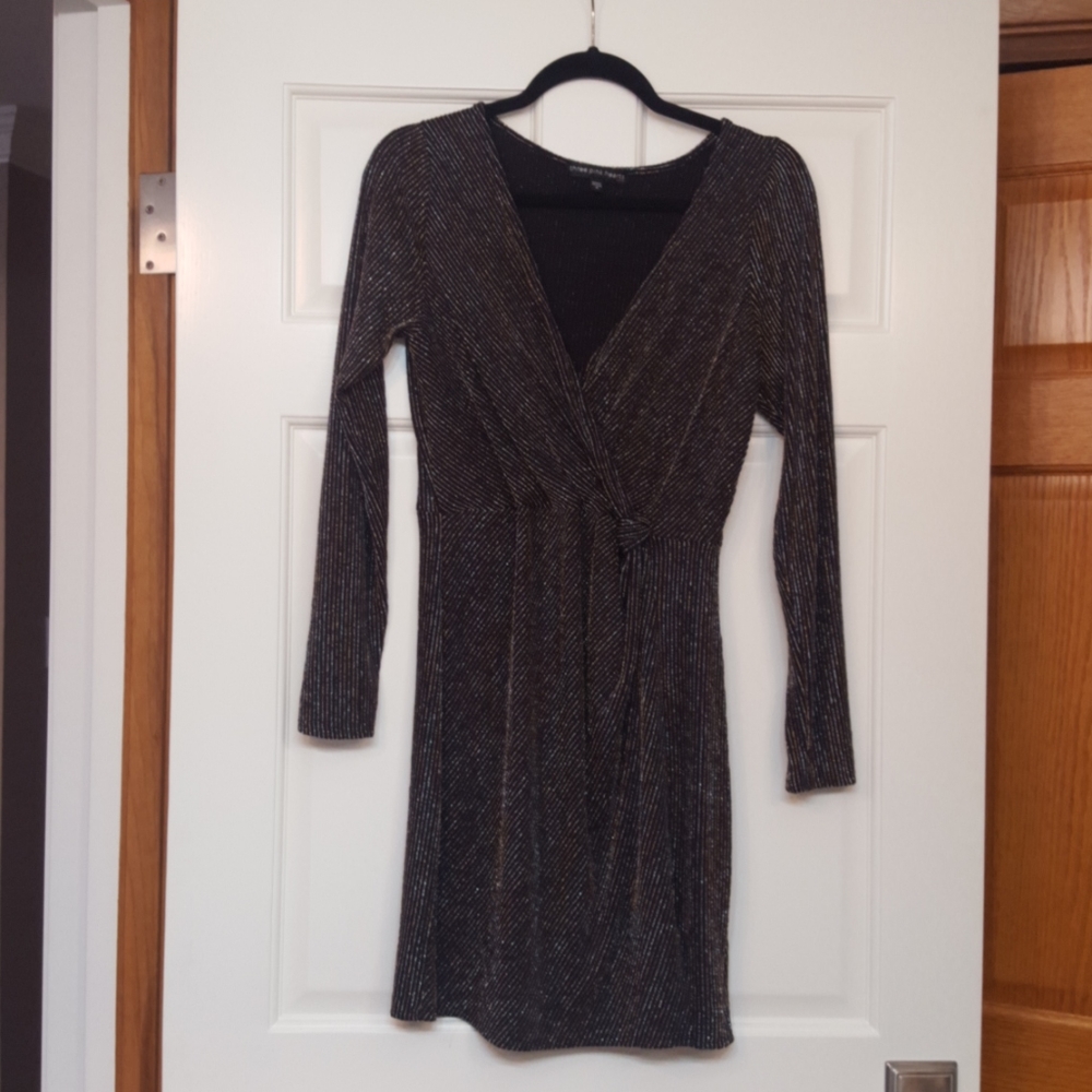 SPARKLY THREE PINK HEARTS BLACK SHIMMERY     DRESS